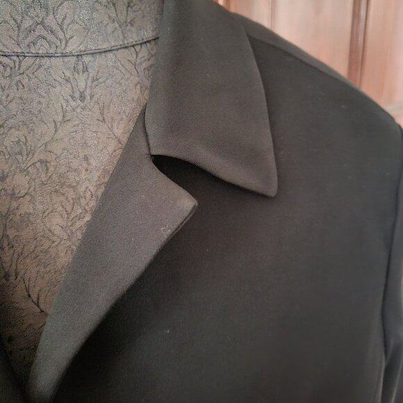 Jones New York Black Trench Coat Large Wool Zip Lining - Picture 2 of 7